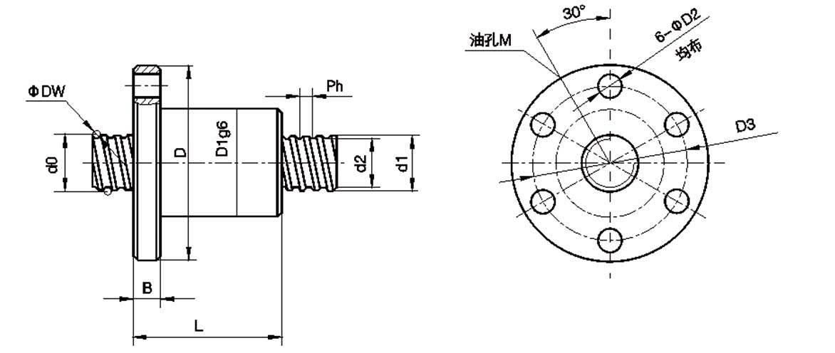 微型滚珠丝杠副图纸